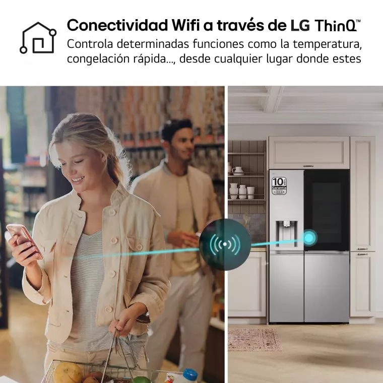 LG Frigorífico Side By side  Serie 900, Instaview Door-In-Door, con Craft Ice, Acero texturizado antihuellas.  D, 628 L, GSXE90MBDD.AMBQEUR